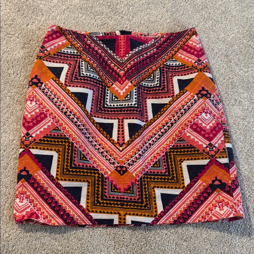 Merona Pink and Orange Geometric Skirt